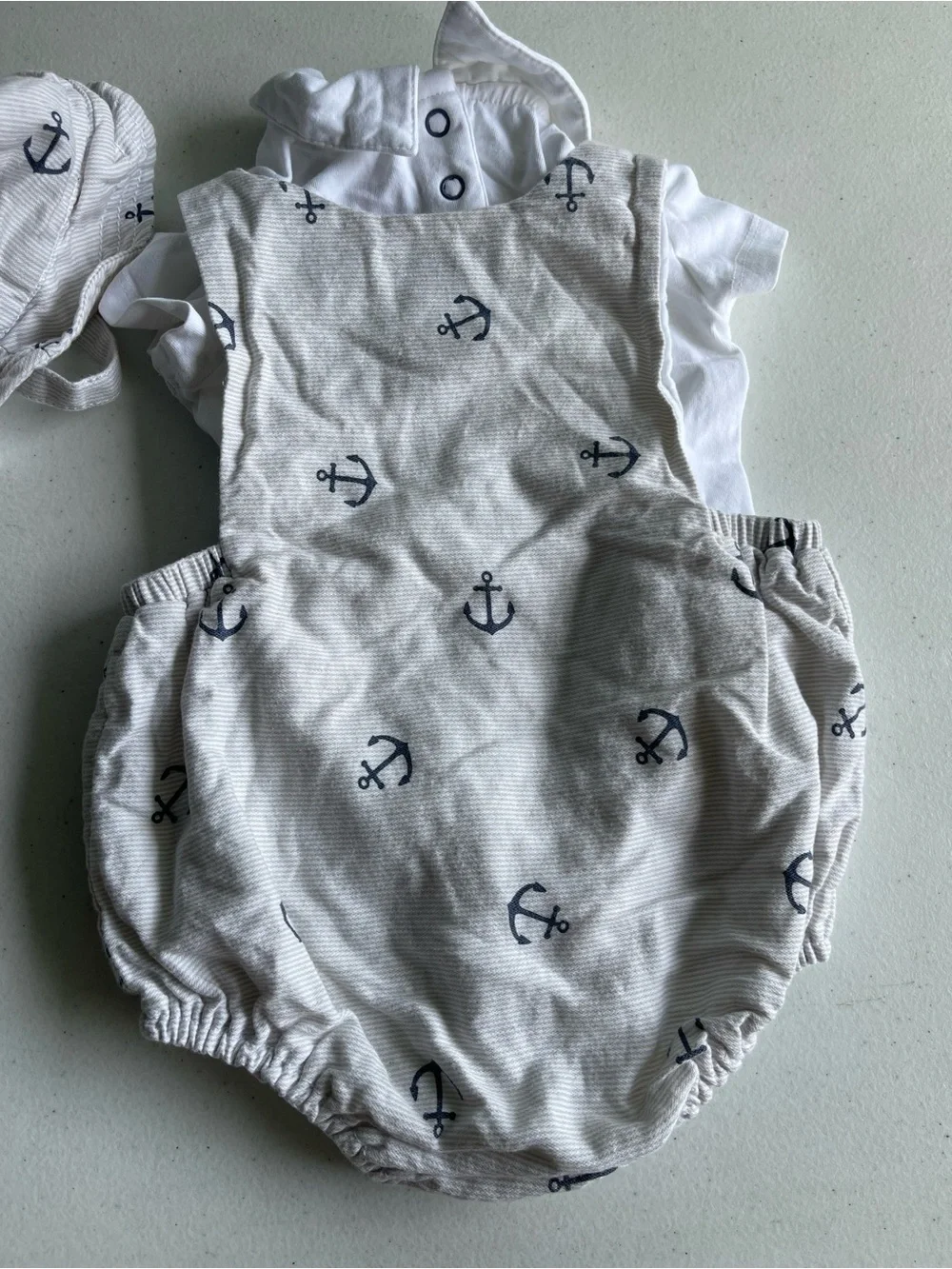 Tommy Bahama Baby Boy 3-6M Anchor Romper Bodysuit Hat 3 Piece Set